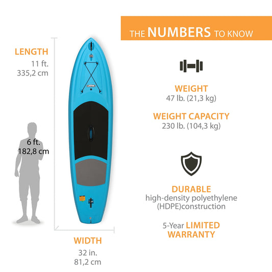 Amped 11 Ft Stand-Up Paddleboard, Glacier Blue