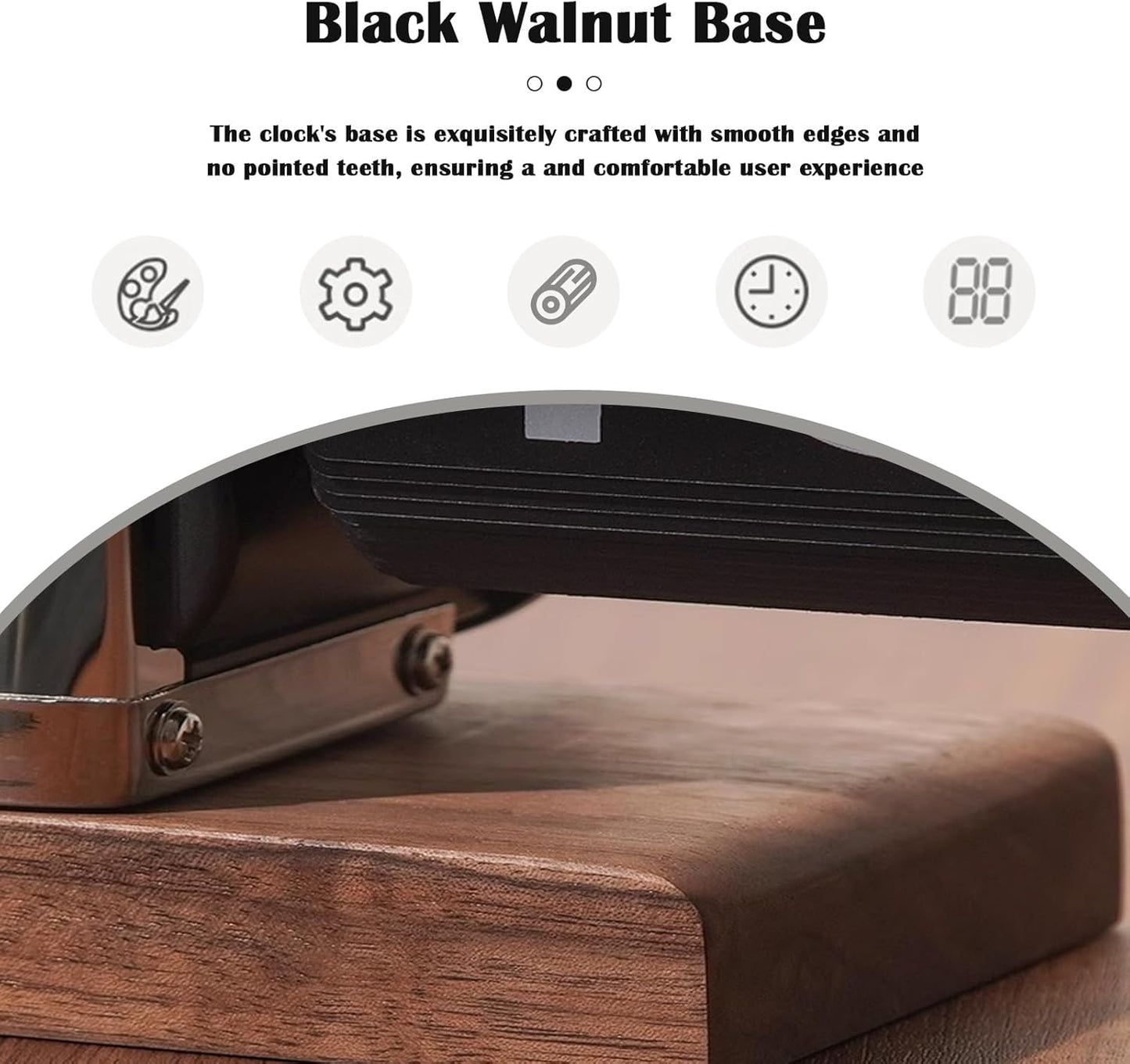 Retro Digital Flip down Clock, Battery Powered Internal Gear Operated Clock, Classic Mechanical, Black Walnut Base, for Home & Office Decor(Black)
